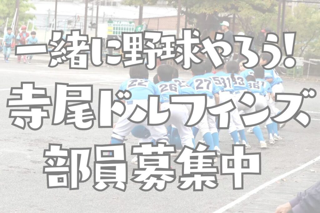 横浜市鶴見区を拠点に活動する軟式野球チーム寺尾ドルフィンズ